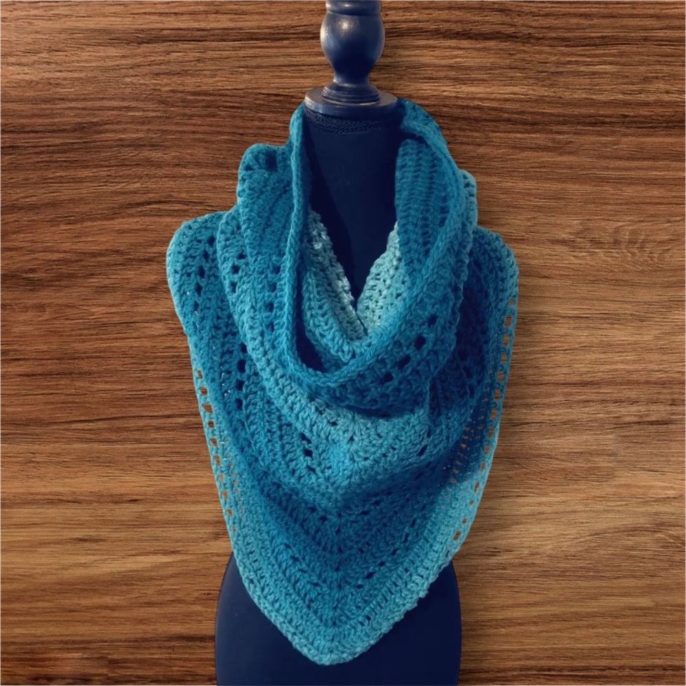 Elegant Blue Crochet Scarf